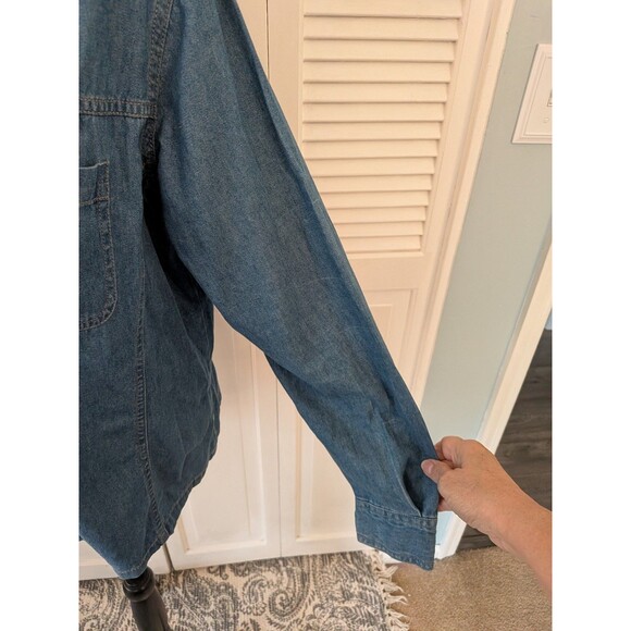 Gloria Vanderbilt Jacket Womens L Denim Medium Wash Cheetah Print Collar Zipper - Picture 7 of 13